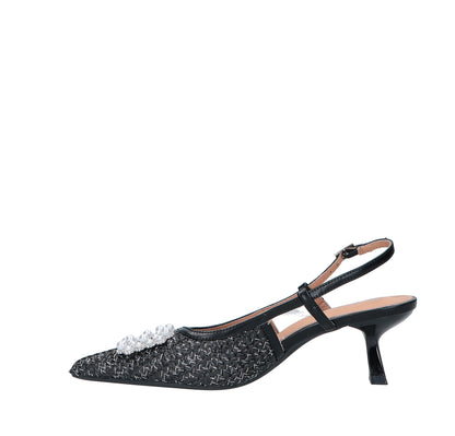 Manon - Decollette Slingback Placca Perle