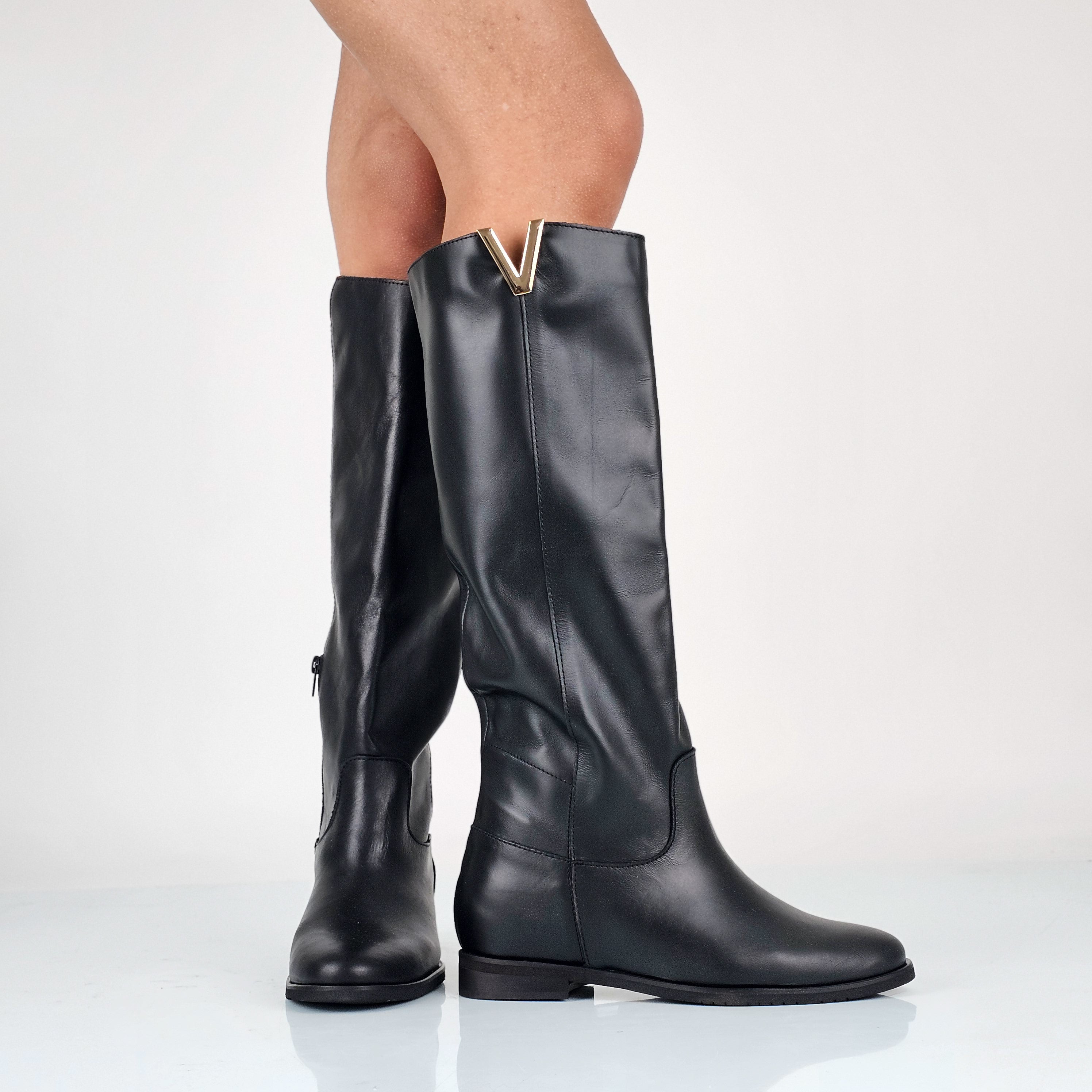 Natascia - Stivali Donna Con Zeppa Interna In Vera Pelle Made In Italy