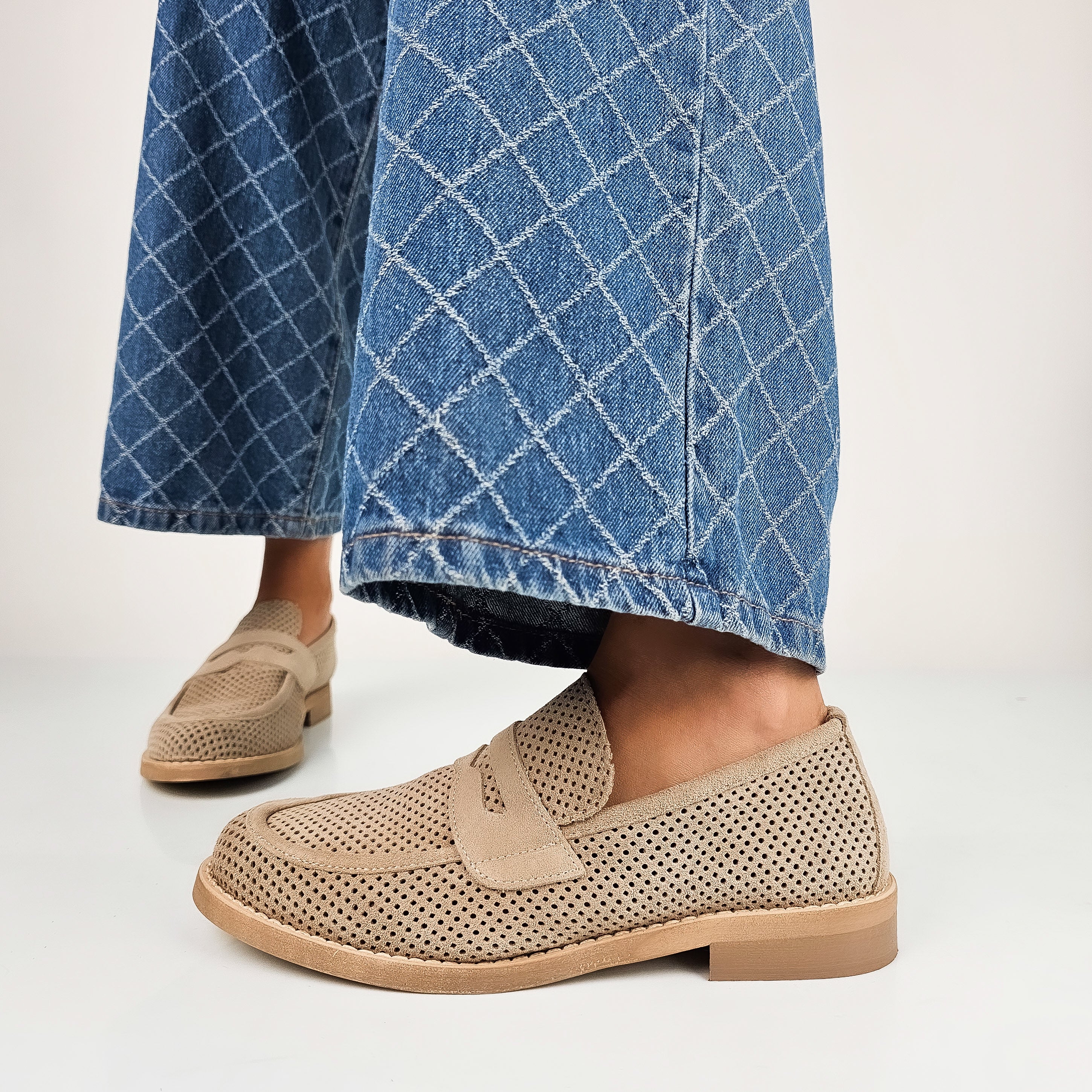 Amandine - Mocassini Donna Forati Vera Pelle Made In Italy
